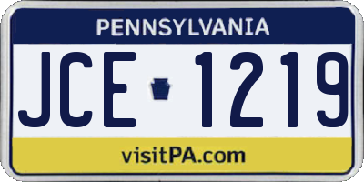 PA license plate JCE1219