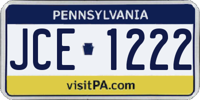 PA license plate JCE1222