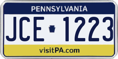 PA license plate JCE1223