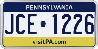 PA license plate JCE1226