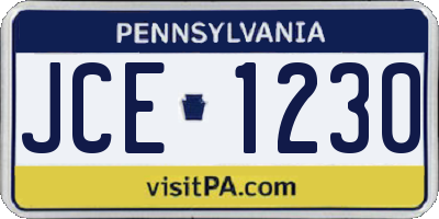 PA license plate JCE1230