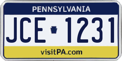 PA license plate JCE1231