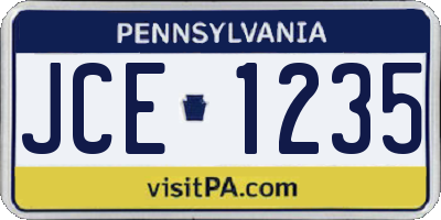 PA license plate JCE1235
