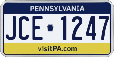 PA license plate JCE1247