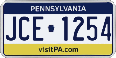 PA license plate JCE1254