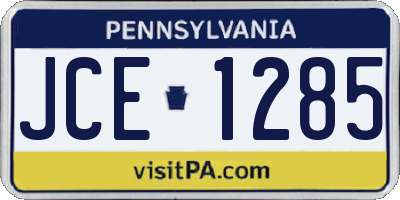 PA license plate JCE1285