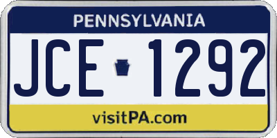 PA license plate JCE1292
