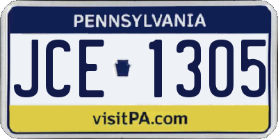 PA license plate JCE1305