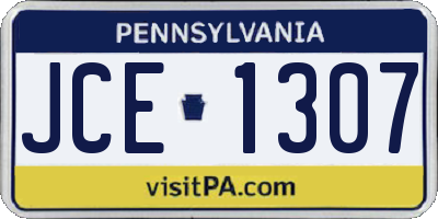 PA license plate JCE1307