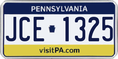 PA license plate JCE1325