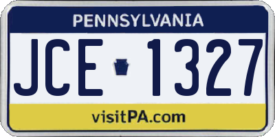 PA license plate JCE1327