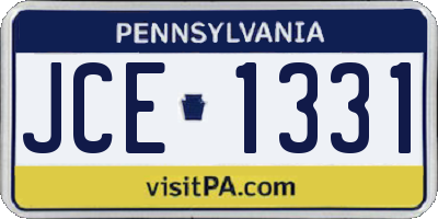 PA license plate JCE1331