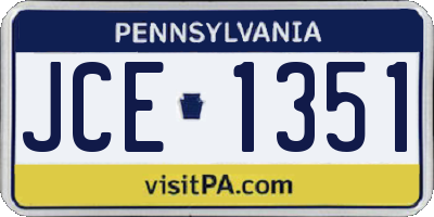 PA license plate JCE1351