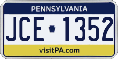 PA license plate JCE1352