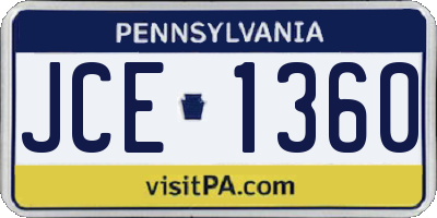 PA license plate JCE1360