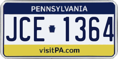 PA license plate JCE1364