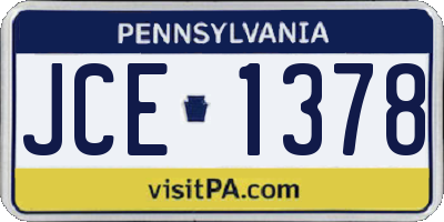 PA license plate JCE1378