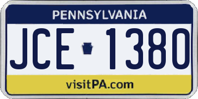 PA license plate JCE1380