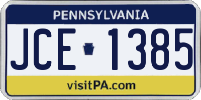 PA license plate JCE1385