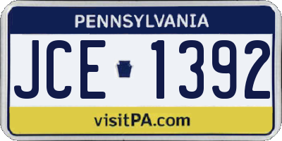 PA license plate JCE1392