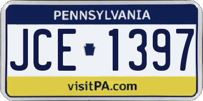 PA license plate JCE1397