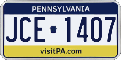 PA license plate JCE1407
