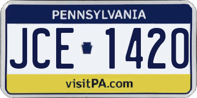 PA license plate JCE1420