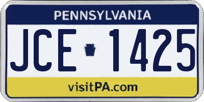 PA license plate JCE1425