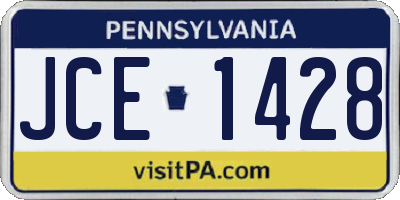 PA license plate JCE1428