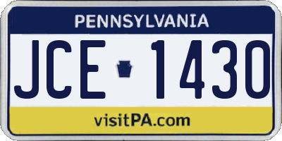 PA license plate JCE1430