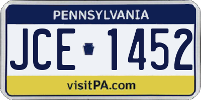 PA license plate JCE1452