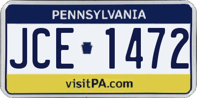 PA license plate JCE1472