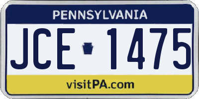 PA license plate JCE1475