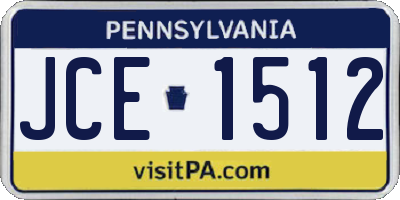 PA license plate JCE1512