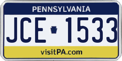 PA license plate JCE1533