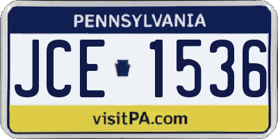 PA license plate JCE1536