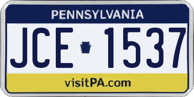 PA license plate JCE1537