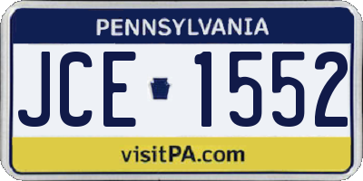 PA license plate JCE1552