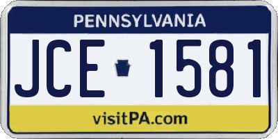 PA license plate JCE1581