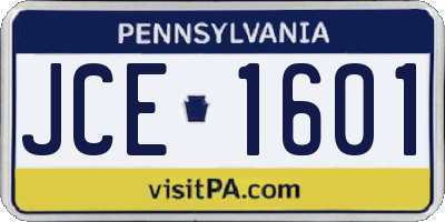 PA license plate JCE1601
