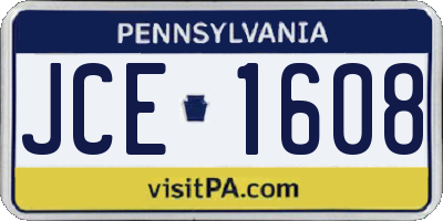 PA license plate JCE1608