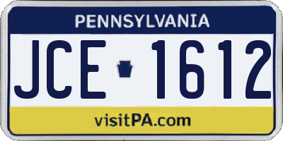 PA license plate JCE1612