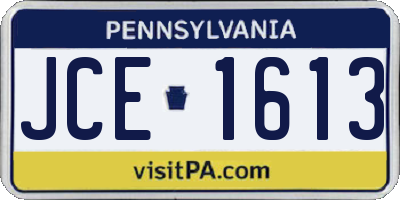 PA license plate JCE1613
