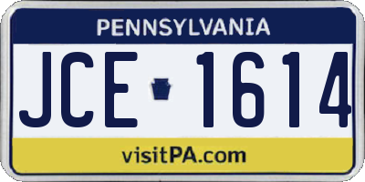 PA license plate JCE1614
