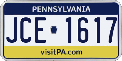 PA license plate JCE1617