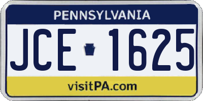 PA license plate JCE1625