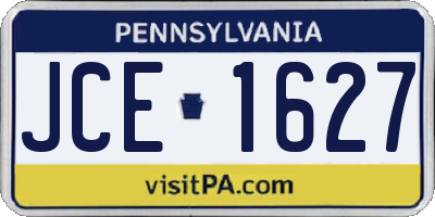 PA license plate JCE1627