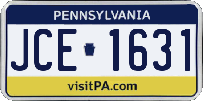 PA license plate JCE1631