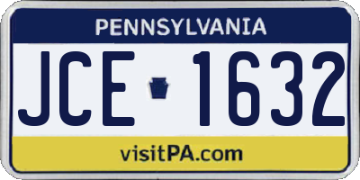 PA license plate JCE1632