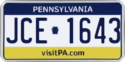 PA license plate JCE1643